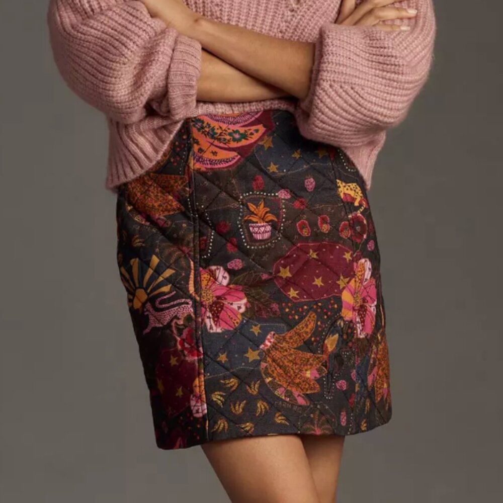 Farm Rio x Anthropologie Quilted Mini Skirt XL